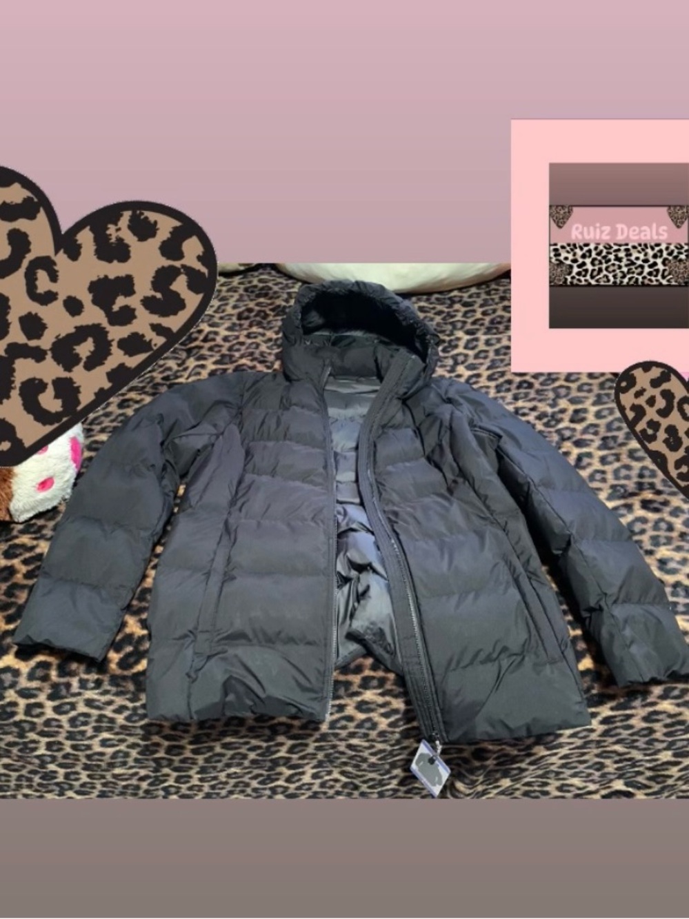32 Degrees Black Puffer Jacket with Hood